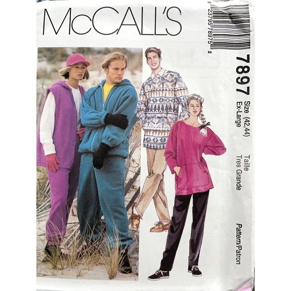 McCalls Sewing Pattern 7897 Jacket Coat Vest‎ Top Pants Unisex Size 42-44